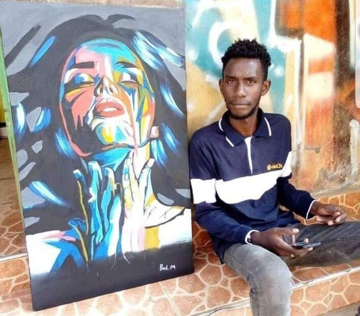 Paul with art piece